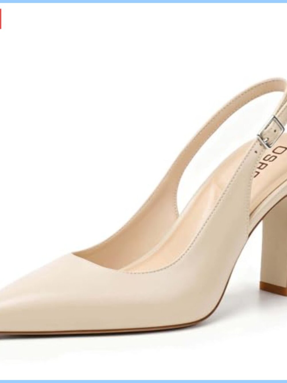 Slingback Heels Chunky Block Heels 3.5" Pointed Toe Closed Toe Pumps Faux